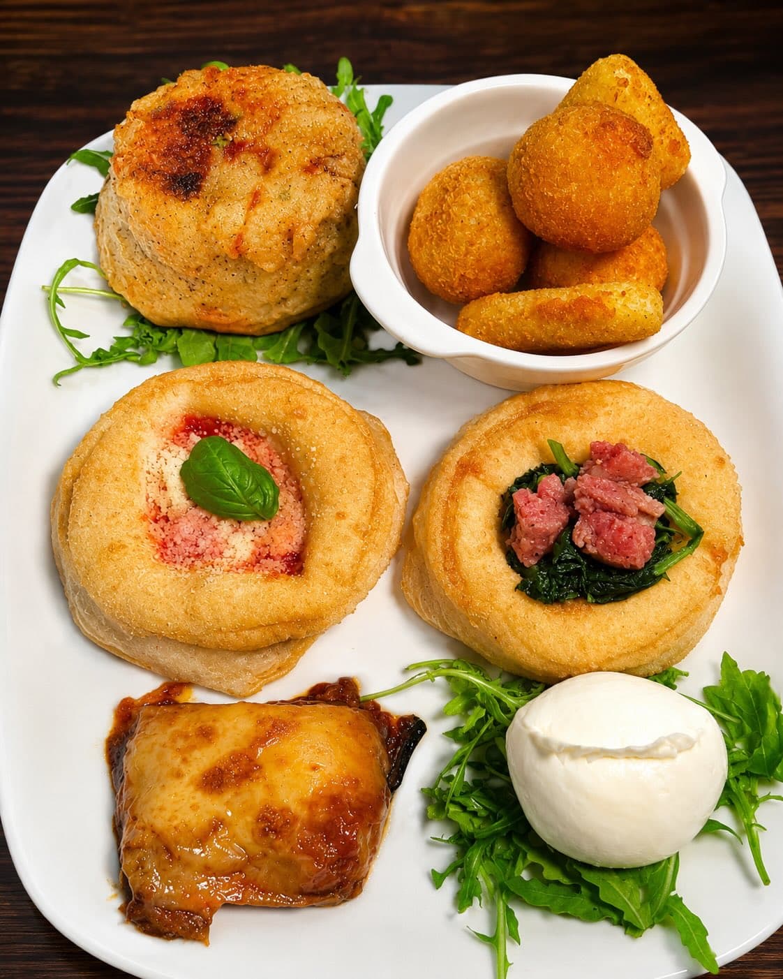 Neapolis — Frittatina napoletana, Parmigiana di melanzane, Montanarine, Cuoppo terra, Mozzarella di Bufala