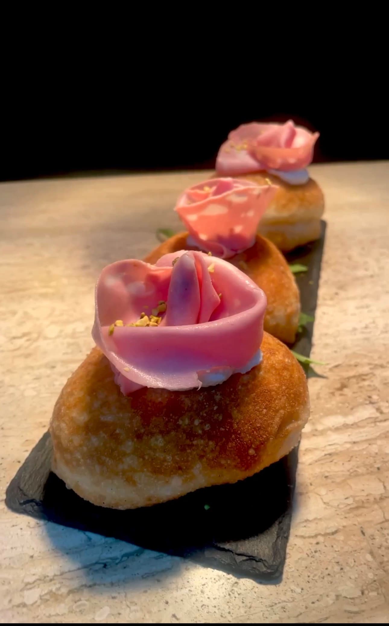 Bombette Ripiene — Ricotta di bufala al pistacchio, mortadella, granella di pistacchio